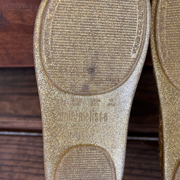 Mini Melissa + Campana Gold Glitter Zig Zag Mary Jane Shoes Toddler Girls Size 9 - Picture 12 of 12